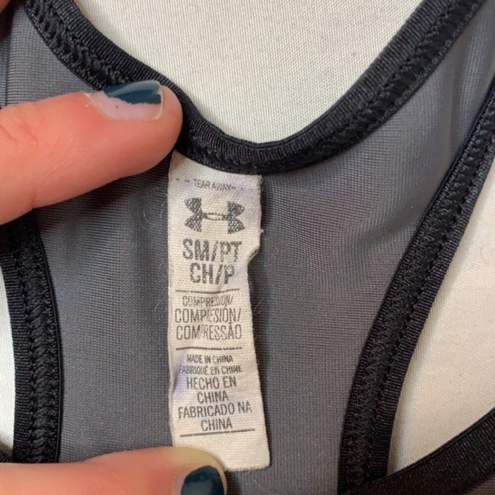 Under Armor Compression Sports Bra Grey Medium Impact Racerback Pullover Size S - Picture 7 of 14